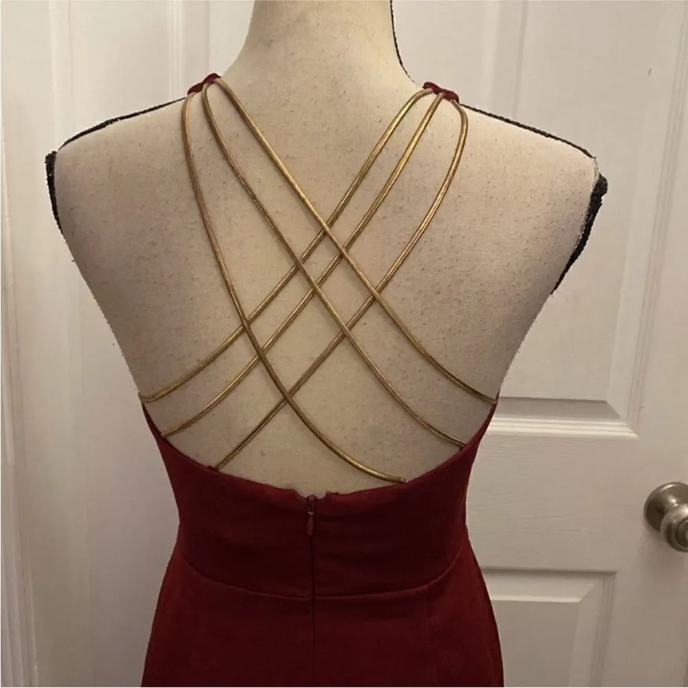 NWT NBD Elegant Backless Red Dress, XS